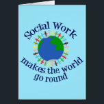 Cartão Mundial de Citação de Trabalho Social Inspi<br><div class="desc">Um presente de assistente social bonito que lê Trabalho Social faz o mundo girar. Peça este presente legal para a sua equipe de serviços sociais.</div>