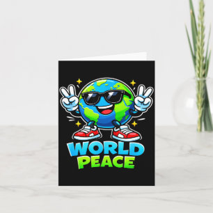 Cartão Mundo Divertido Fofo de Paz Espalhando Movimento d