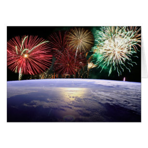 Cartão Mundo e fogos de artifício