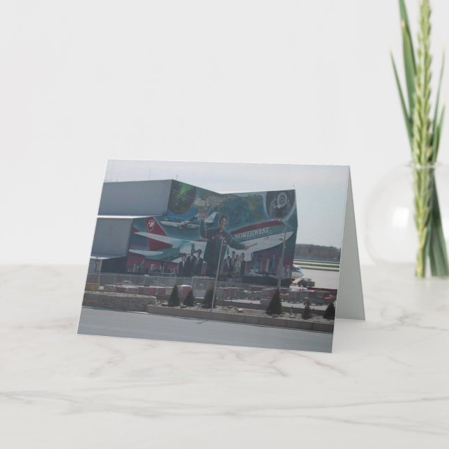 Cartão Mural Da Northwest Airlines Num Edifício De Serviç (Frente)