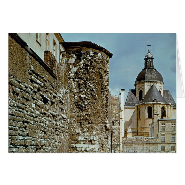 Cartão Muro de Philippe Auguste rue des Jardins (Frente Horizontal)