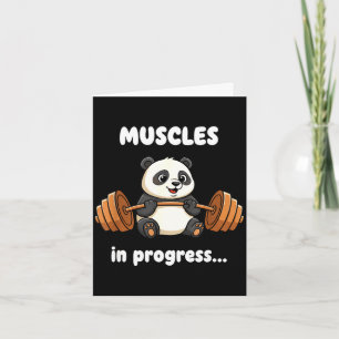 Cartão Músculos em progresso panda engraçado academia tre