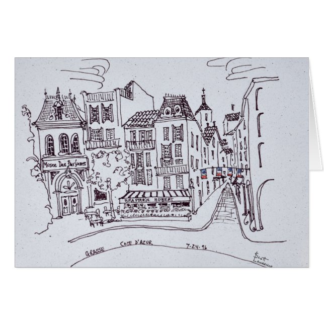 Cartão Museu de Perfume & Cena de Rua | Grasse, França (Frente Horizontal)