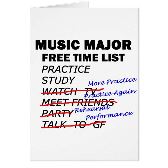Cartão Music Major List - Cara (Frente)