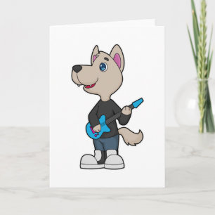 Cartão Música de Cachorro Guitarrista Música