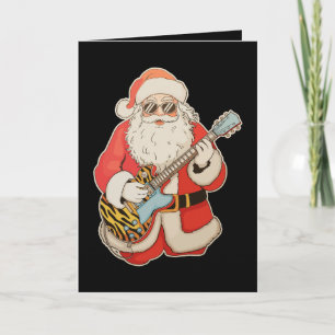 Cartão Música de Natal Rock Jazz Guitarra Santa Xmas