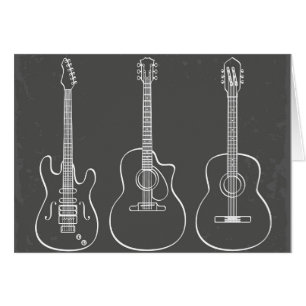 Cartão Música de trio de guitarra retro grunge