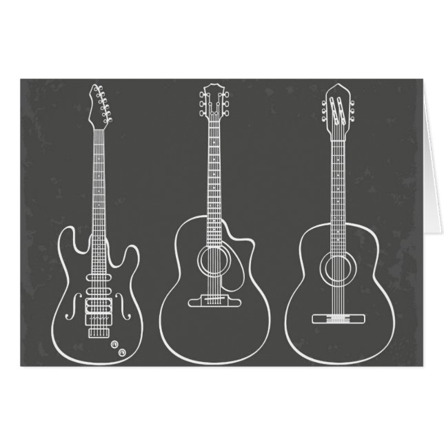 Cartão Música de trio de guitarra retro grunge (Frente Horizontal)