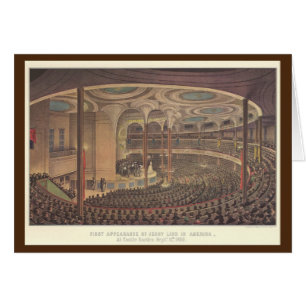 Cartão Música do vintage, Jenny Lind, cantor sueco da