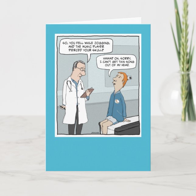 Cartão Música Engraçada em Meu Aniversário de Cabeça (Frente)