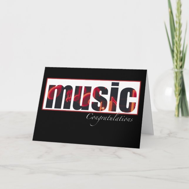 Cartão Música Parabéns, Preto (Frente)