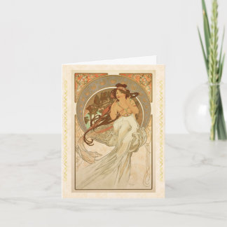 Cartão Música por Alphonse Mucha, Parabéns
