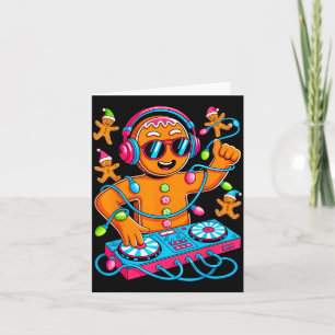 Cartão Música Retro de Natal House Gingerbread Dj Techno