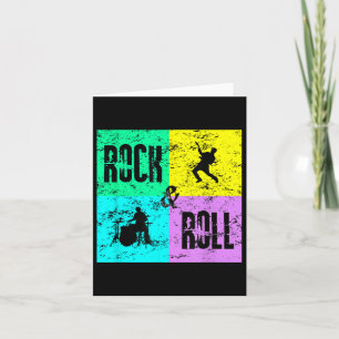 Cartão Música Rock &amp; Roll Vintage Retro Bateria 80s G