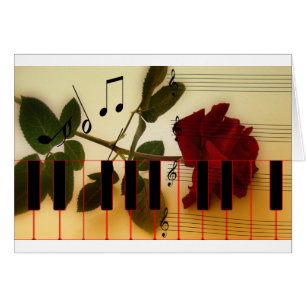 Cartão Música Teclas de Piano Notas Professor Rosas Instr