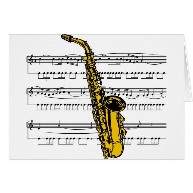 Cartão Musical 13 B do saxofone (Frente Horizontal)