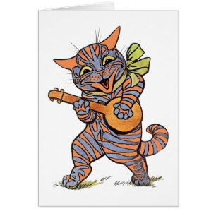 Cartão musical jazzístico do gato de Louis Wain