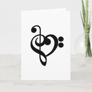 Cartão Musical Music Heart - Treble Bass Clef