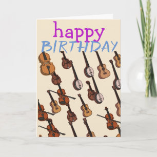Cartão Musician stringed instruments birthday