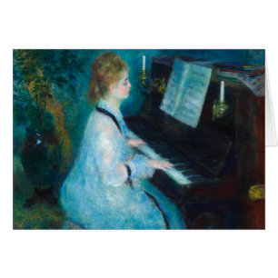 Cartão Musico de Piano Renoir Woman