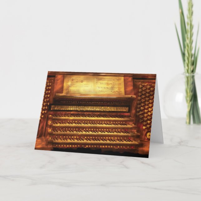 Cartão Músico - organista - o órgão de tubulação (Frente)