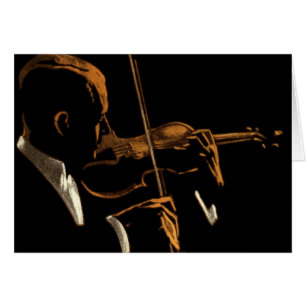 Cartão Músico Vintage, Violinista Tocando Música Violen