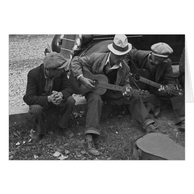 Cartão Músicos da rua, Maynardville, Tennessee, 1935 (Frente Horizontal)