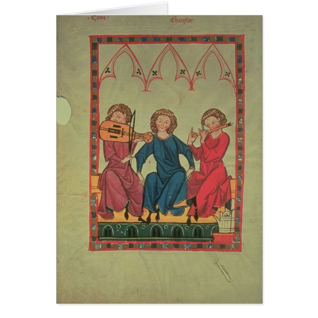 Cartão Músicos, do códice de Manasse, uma coleção de (Frente)