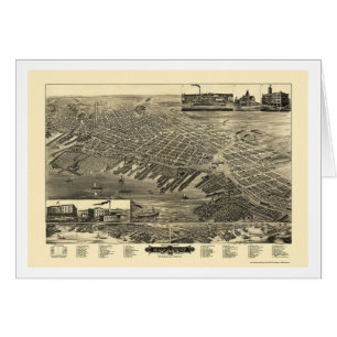 Cartão Muskegon, mapa panorâmico do MI - 1889