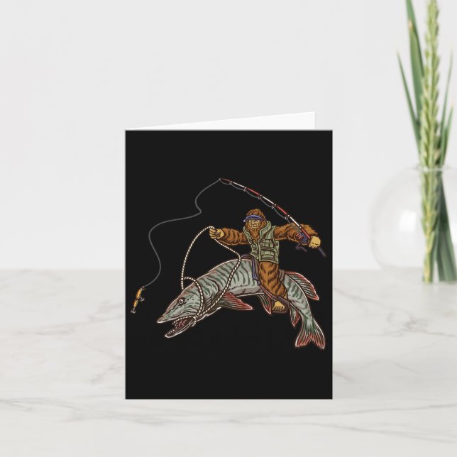 Cartão Muskie Fisheries Tiger Musky Hunting Bigfoot Pesca (Frente)