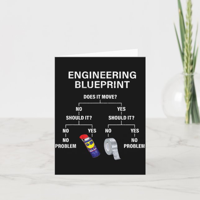 Cartão My Engineering Blueprint - Funny Engineer  (Frente)