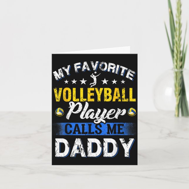 Cartão My Favorite Volleyball Player Calls Me Daddy  (Frente)