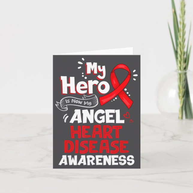 Cartão My Hero Is Now My Angel Heart Disease Awareness  (Frente)