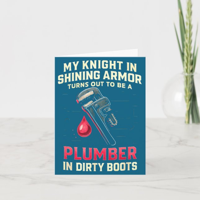 Cartão My Knight In Shining Funny Plumber Wife Women Girl (Frente)
