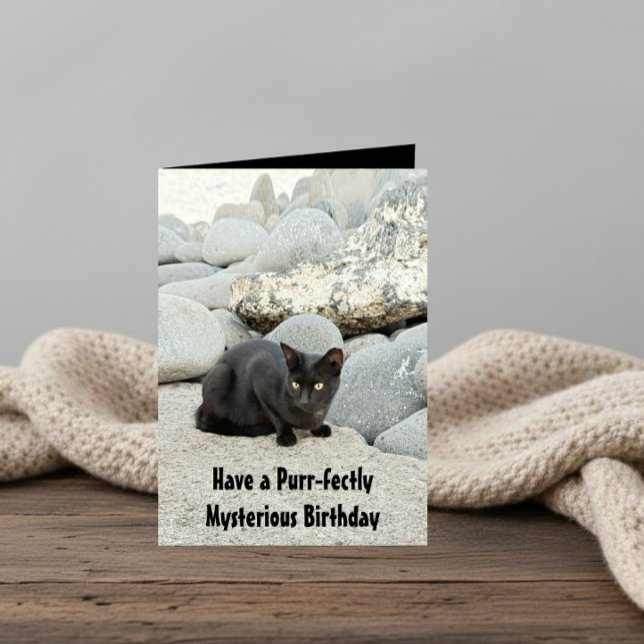 Cartão Mysterious black birthday cat (Criador carregado)