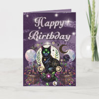 Mystical Black Cat Witchy Birthday Tema Celestial