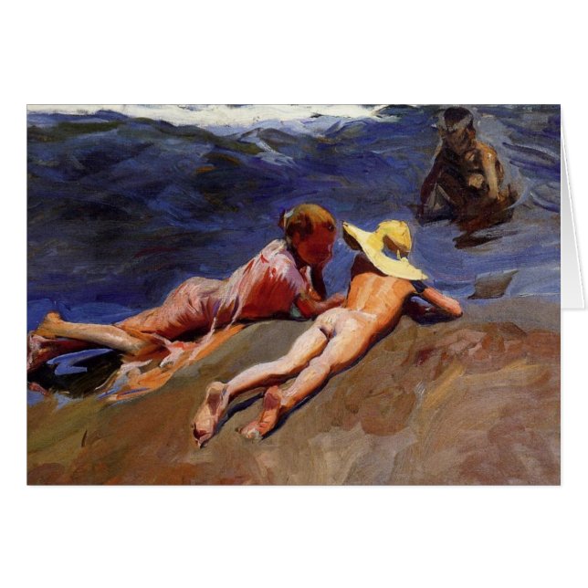 Cartão Na areia, praia de Valência - Joaquín Sorolla (Frente Horizontal)