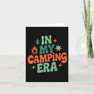 Cartão Na Minha Época De Acampamento, Retro Forest Campfi