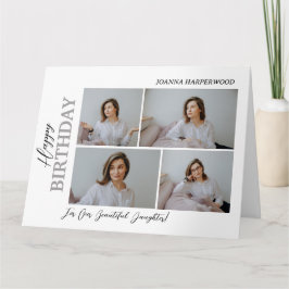 Cartão Na moda 4 Foto de aniversário moderno e elegante