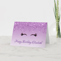 Na moda Black Eyelashes & Purple Glitter Birday