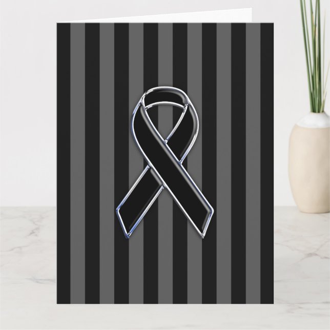 Cartão Na moda Black Ribbon Awarness Vertical Strips (Frente)