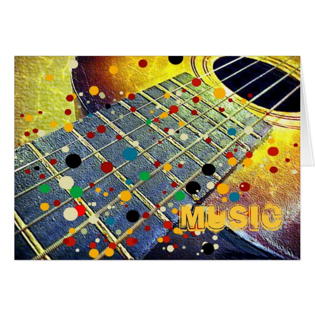 Cartão Na moda de guitarra colorida (Frente Horizontal)