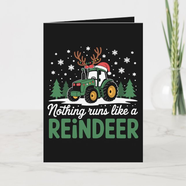 Cartão Nada Funciona Como Um Trator De Natal De Renas (Frente)