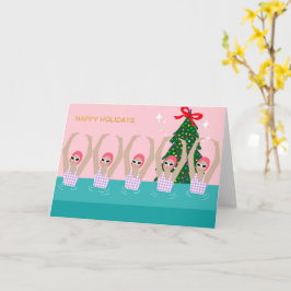 Cartão Nadadores Artísticos Ilustração Feriado de Natal