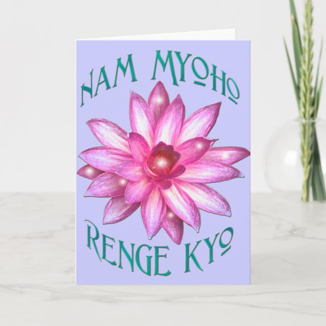 Cartão Nam Myoho Renge Kyo com design da flor de Lotus (Frente)