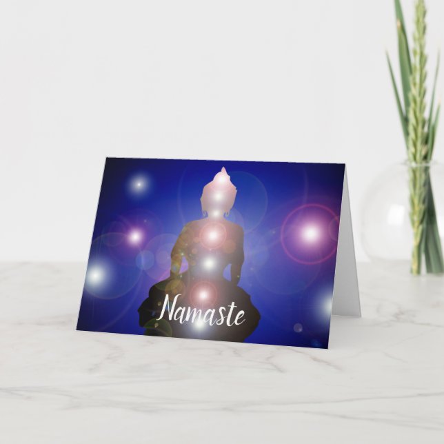 Cartão Namaste Cotação Obrigado Chakra Yoga Buddha (Frente)