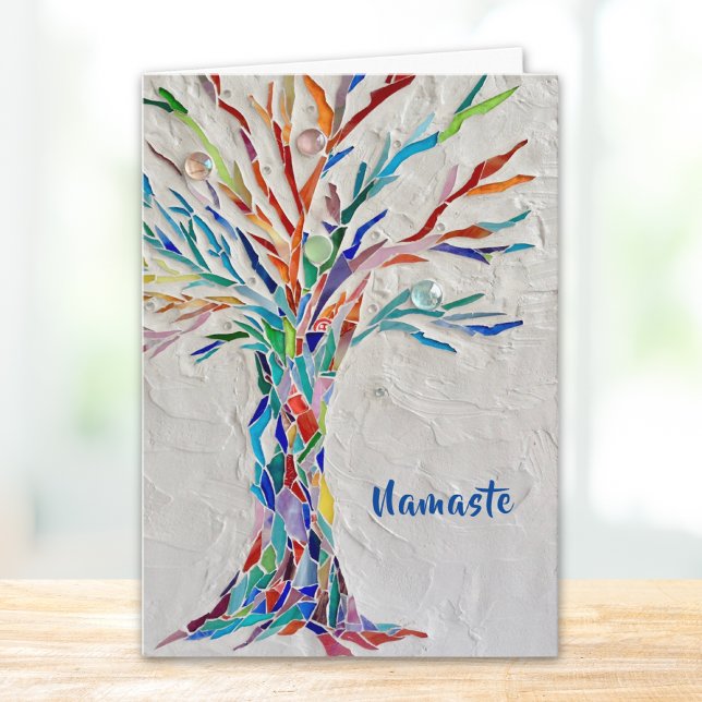 Cartão Namaste Rainbow Colors Tree of Life (Criador carregado)