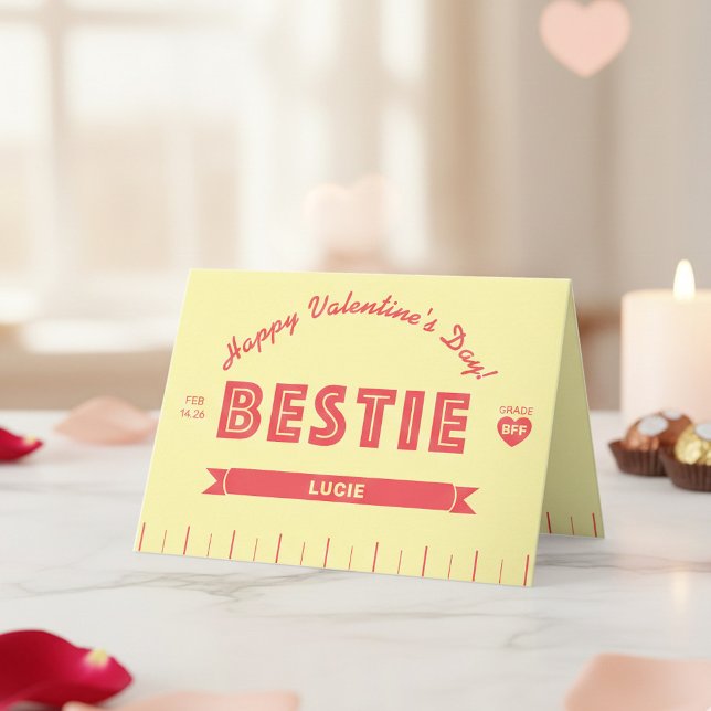 Cartão Namorada CUSTOMIZADA Retro Butter Stick Dia dos Na (Your GRADE BFF BESTIE will heart this custom Valentine's or Galentine's  Day card!)