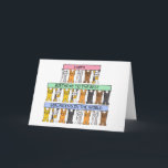 Cartão Namorada do feliz aniversario, gatos dos desenhos<br><div class="desc">Os gatos dos desenhos animados que sustentam o pastel coloriram as bandeiras que dizem "o feliz aniversario ao melhor namorada no mundo".</div>