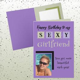 Cartão Namorada sexy adiciona foto ao aniversário verde r